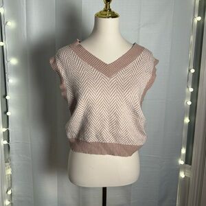 Sincerely Jules Tan and White Chevron Vest